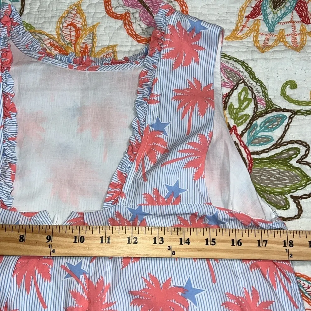 Crown & Ivy sz 10 sleeveless dress with pockets tropical palm tree striped flaw - Image 8