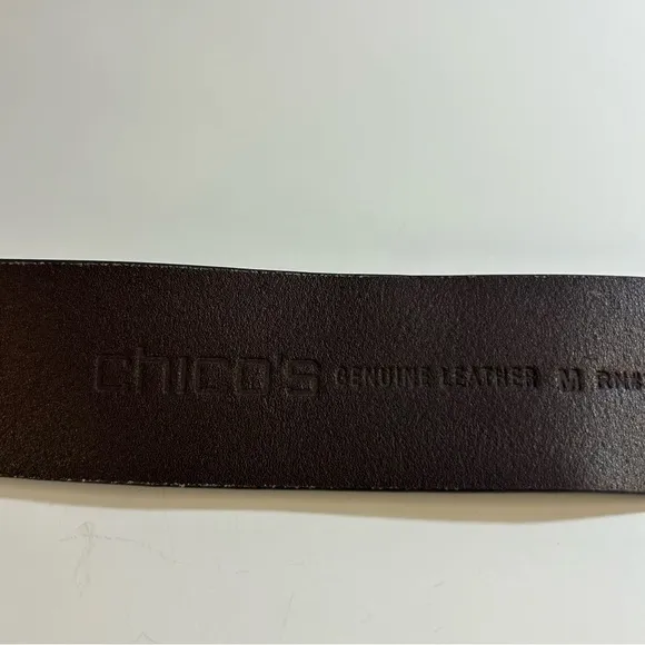 Chico’s Embellished Oval Buckle Brown Leather Belt‎ Size M - Image 5