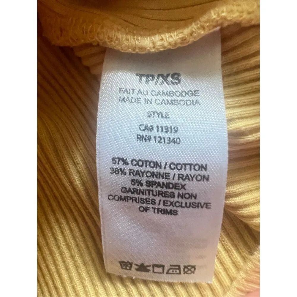 Garage Goldenrod Yellow V Neck Ribbed Knit Crop Top XS - Image 5