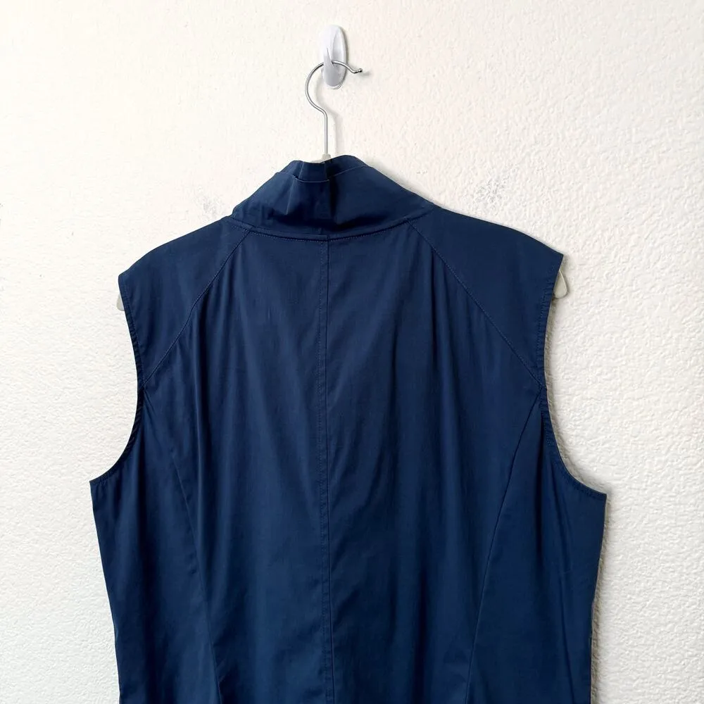 [Lafayette 148] Blue Ruffle Collared Sleeveless Button Down Work Blouse Size 14 - Image 4