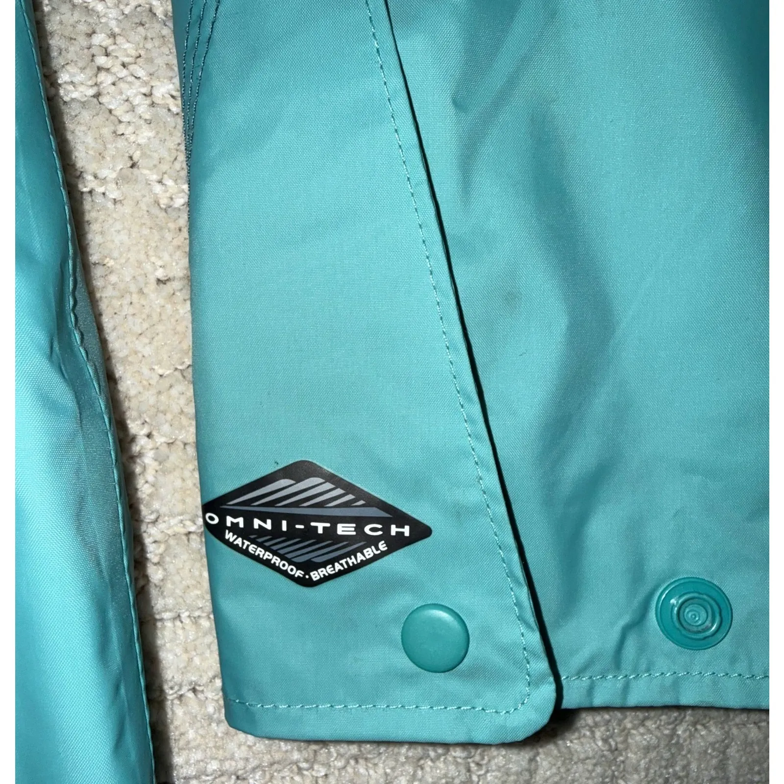 Columbia Women's Waterproof Breathable Jacket Size L Teal Omni-Tech Hooded Women - Image 5