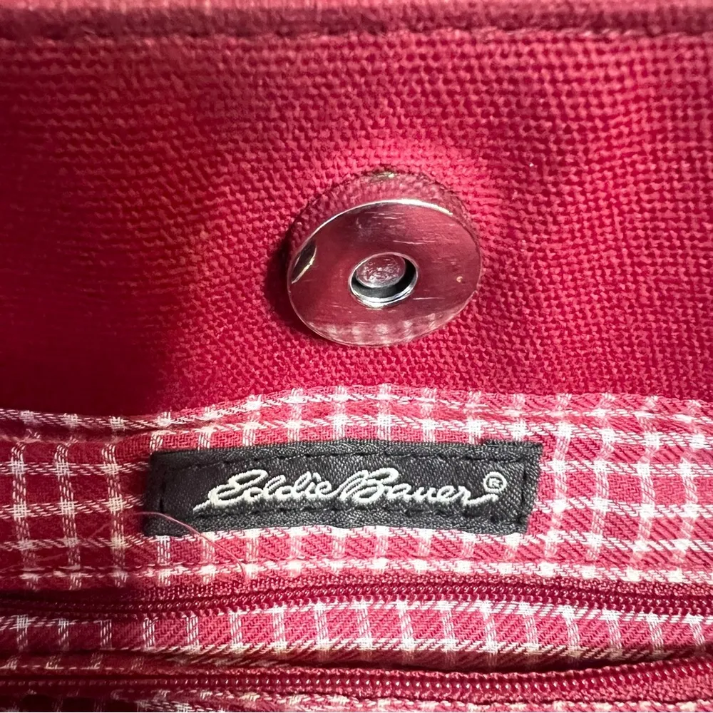 Eddie Bauer Red Canvas Tote Bag with Durable Rubber Bottom - Image 11