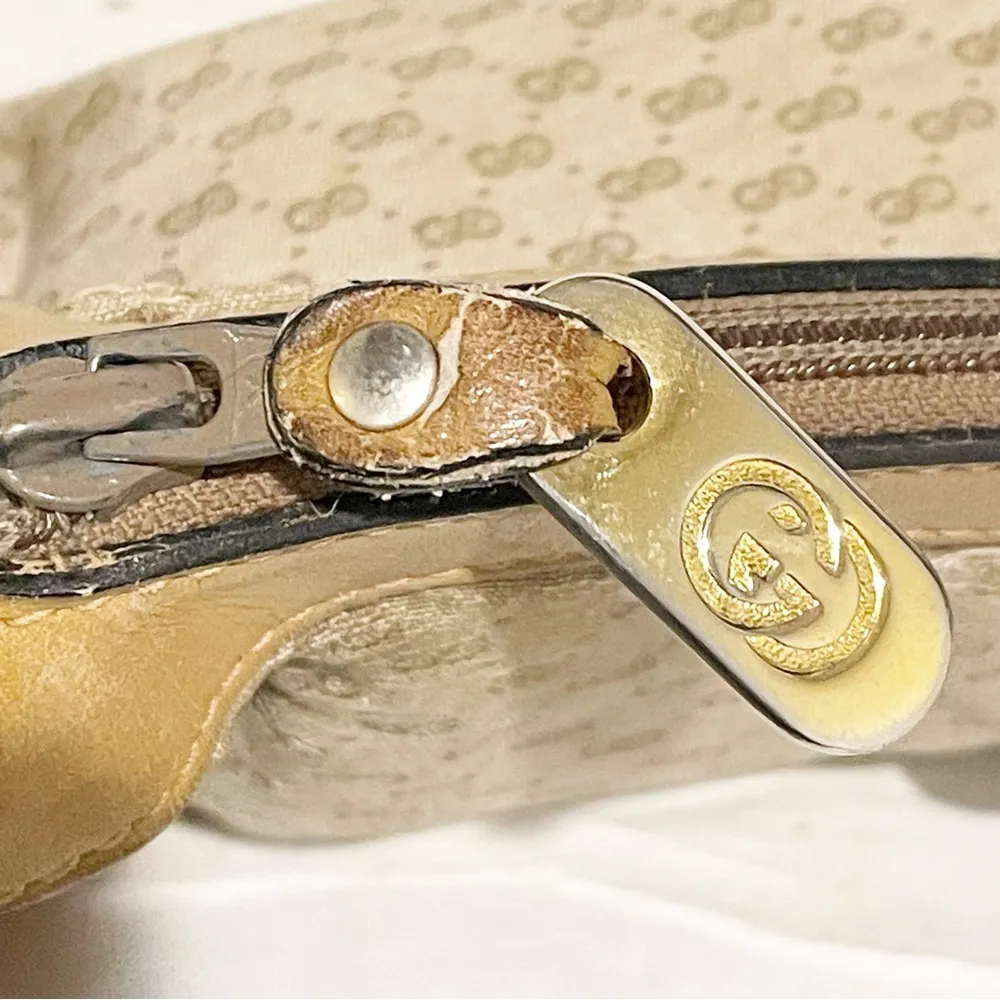 Gucci Vintage GG Fabric Leather Trim Gold Hardware Shoulder Bag Pocketbook - Image 6