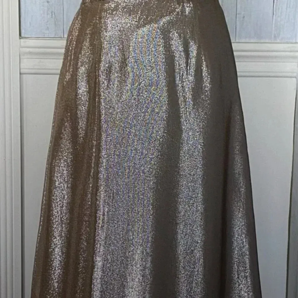 NWT Olcay Gulsen Silk Halter Neck Backless Maxi Gown Gold - Image 5