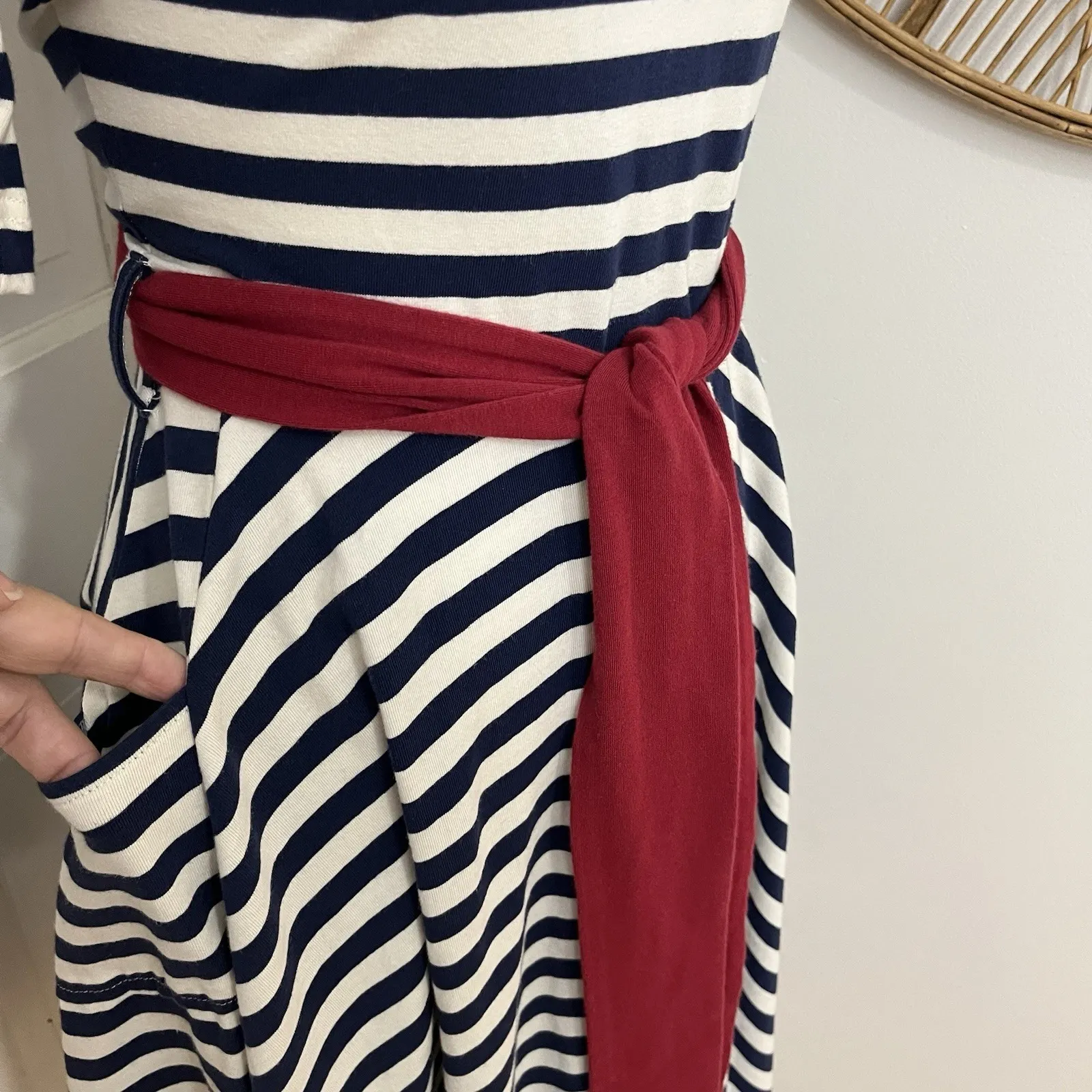 Effie's Heart Dress XS Nautical Sailor Striped Fit Flare Pockets Pinup‎ Retro Blue - Image 3