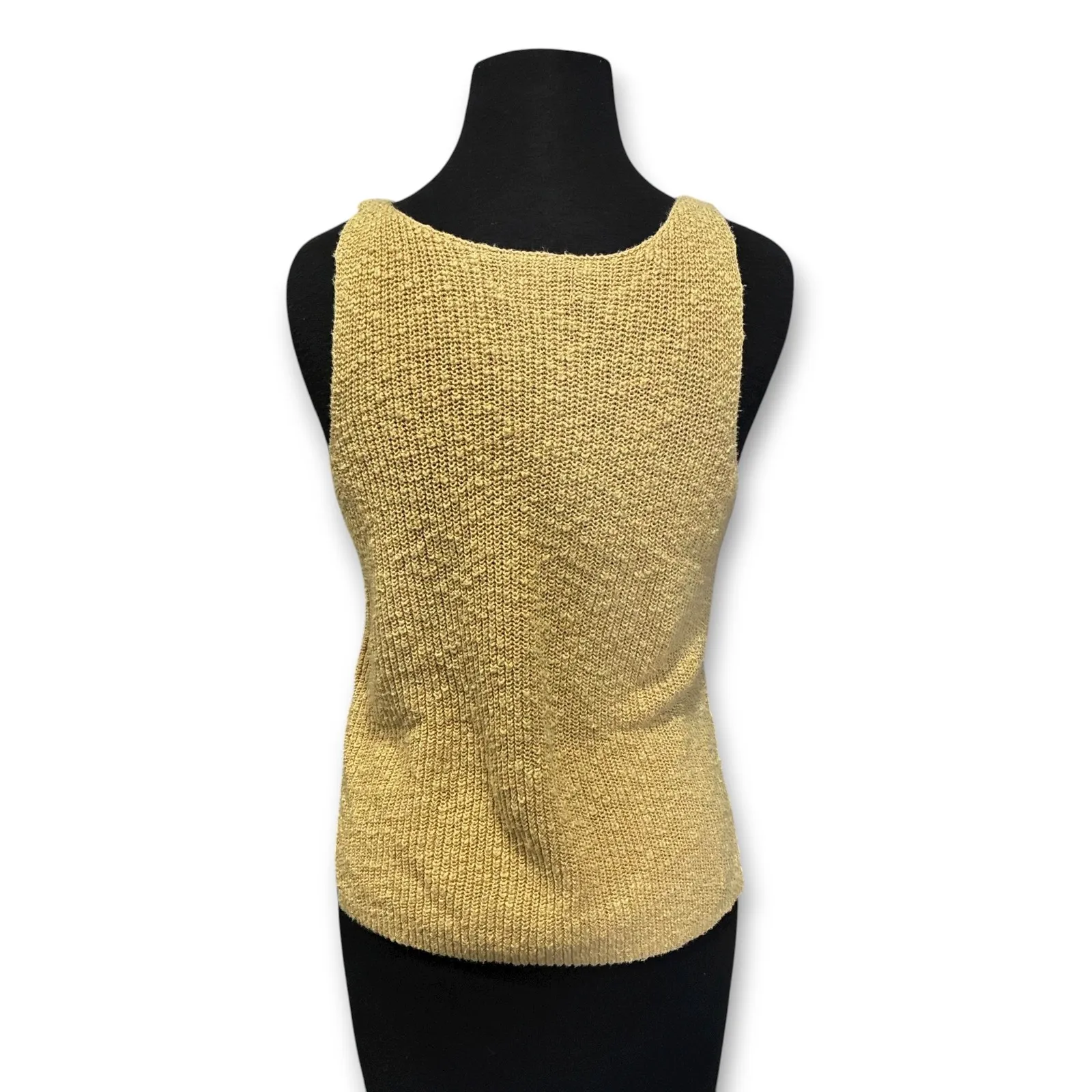 GAP Linen Blend Knit Tank Top Tan Sleeveless Scoop Neck Top Womens Medium - Image 2