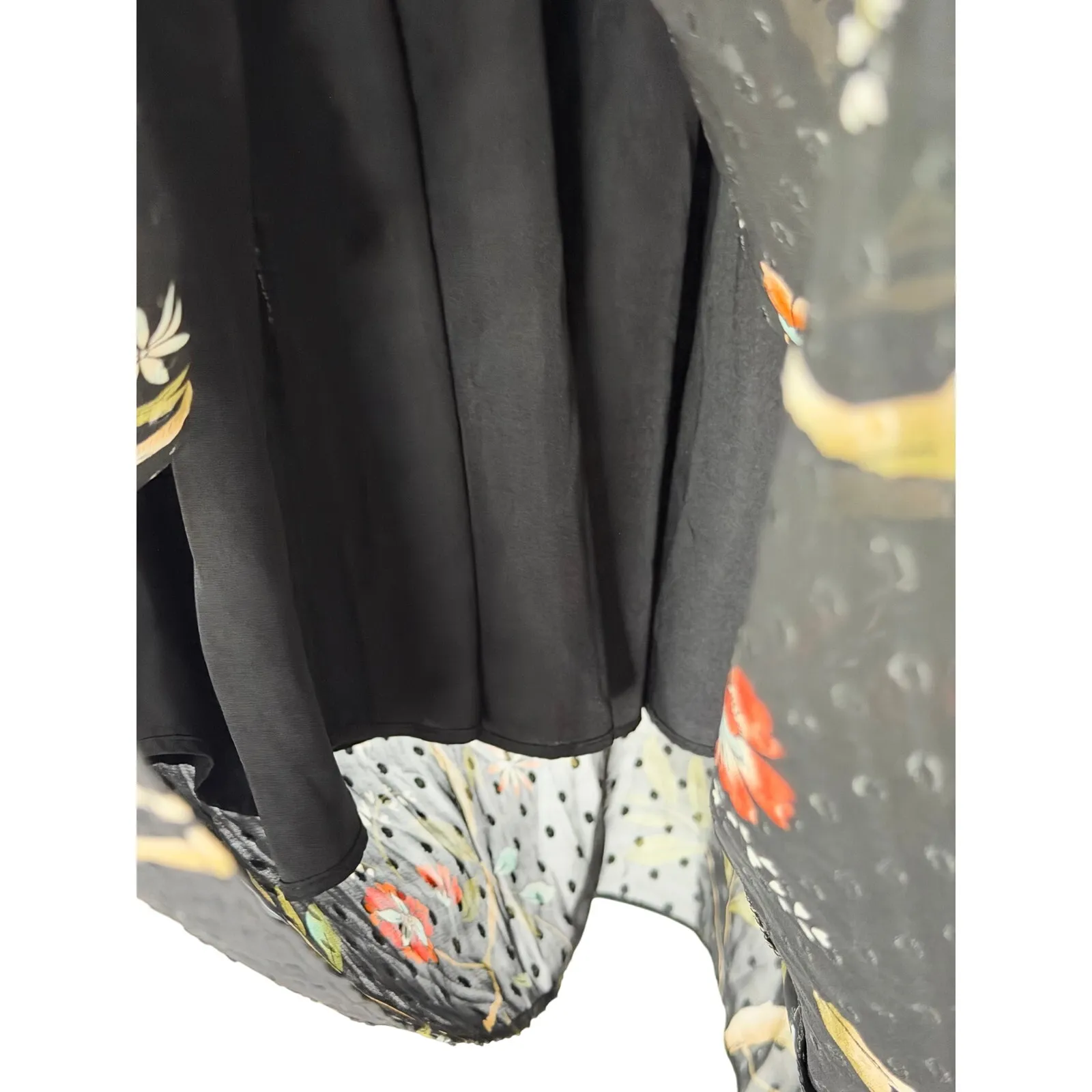 NANETTE NANETTE LEPORE Dress Size 8 Floral High Low Midi in Black Smocked Waist - Image 9