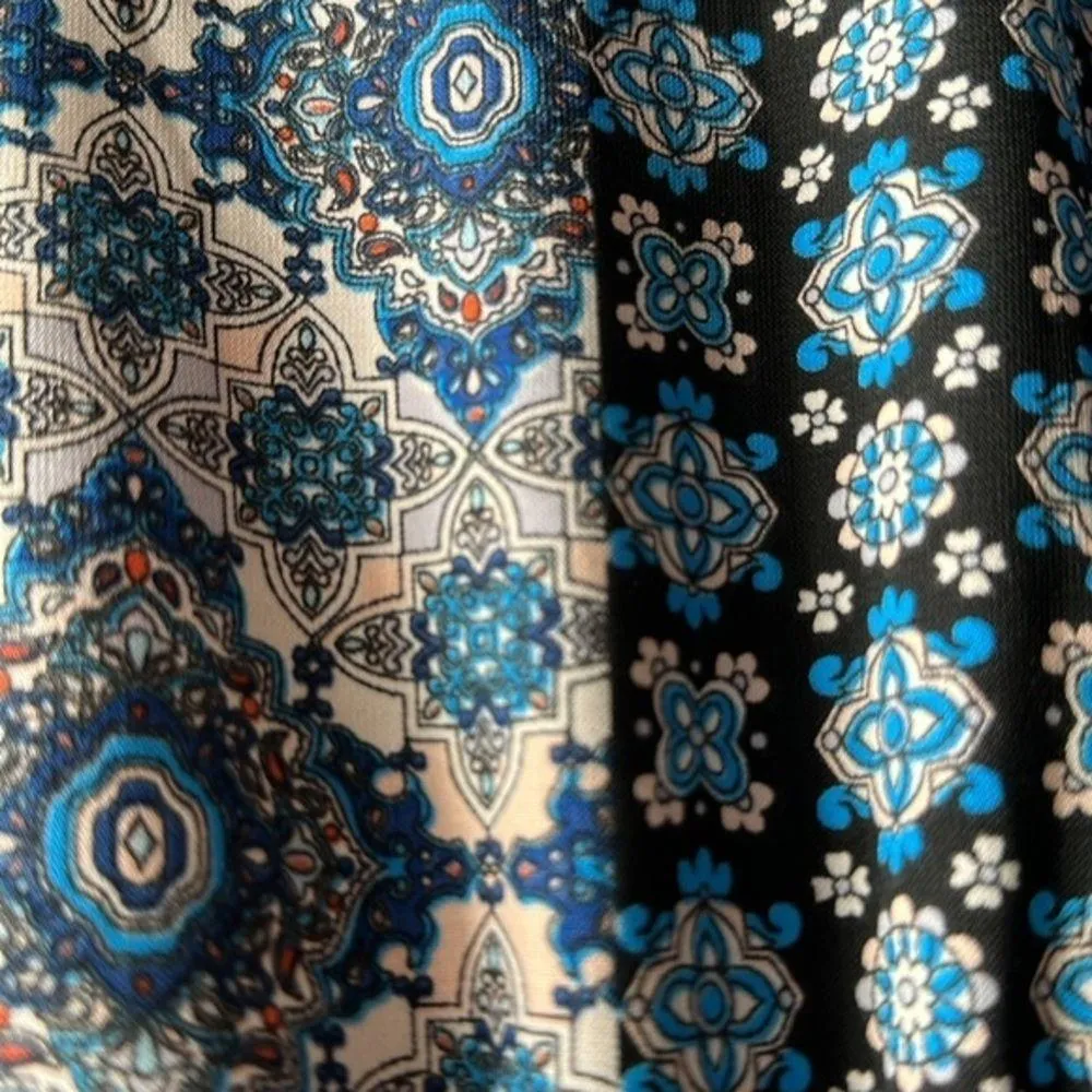 Lush Blue Floral Paisel Loose Pants Size Large EUC #6546 - Image 2