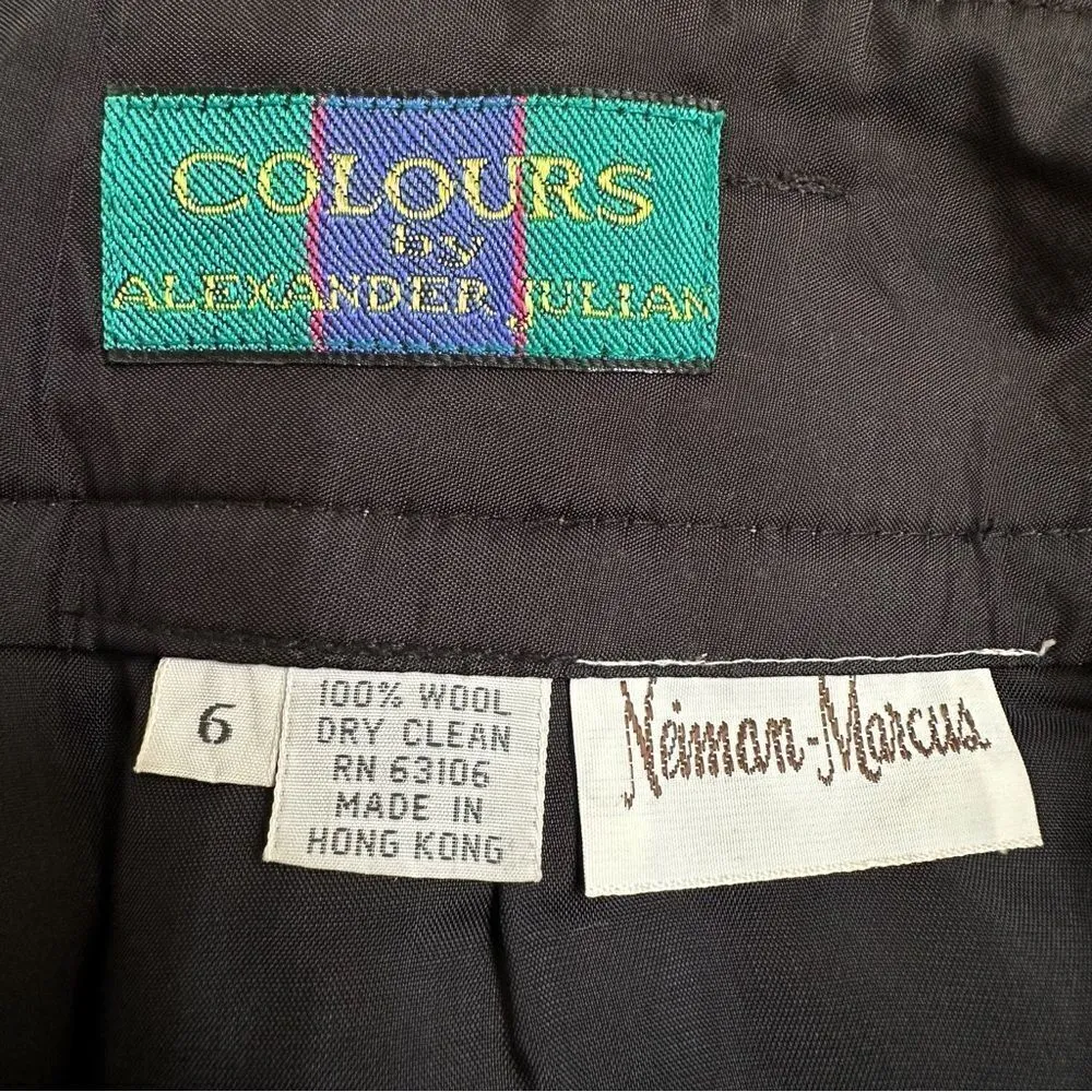 Neiman Marcus 100% Wool Gingham High Waisted Pants - Image 11