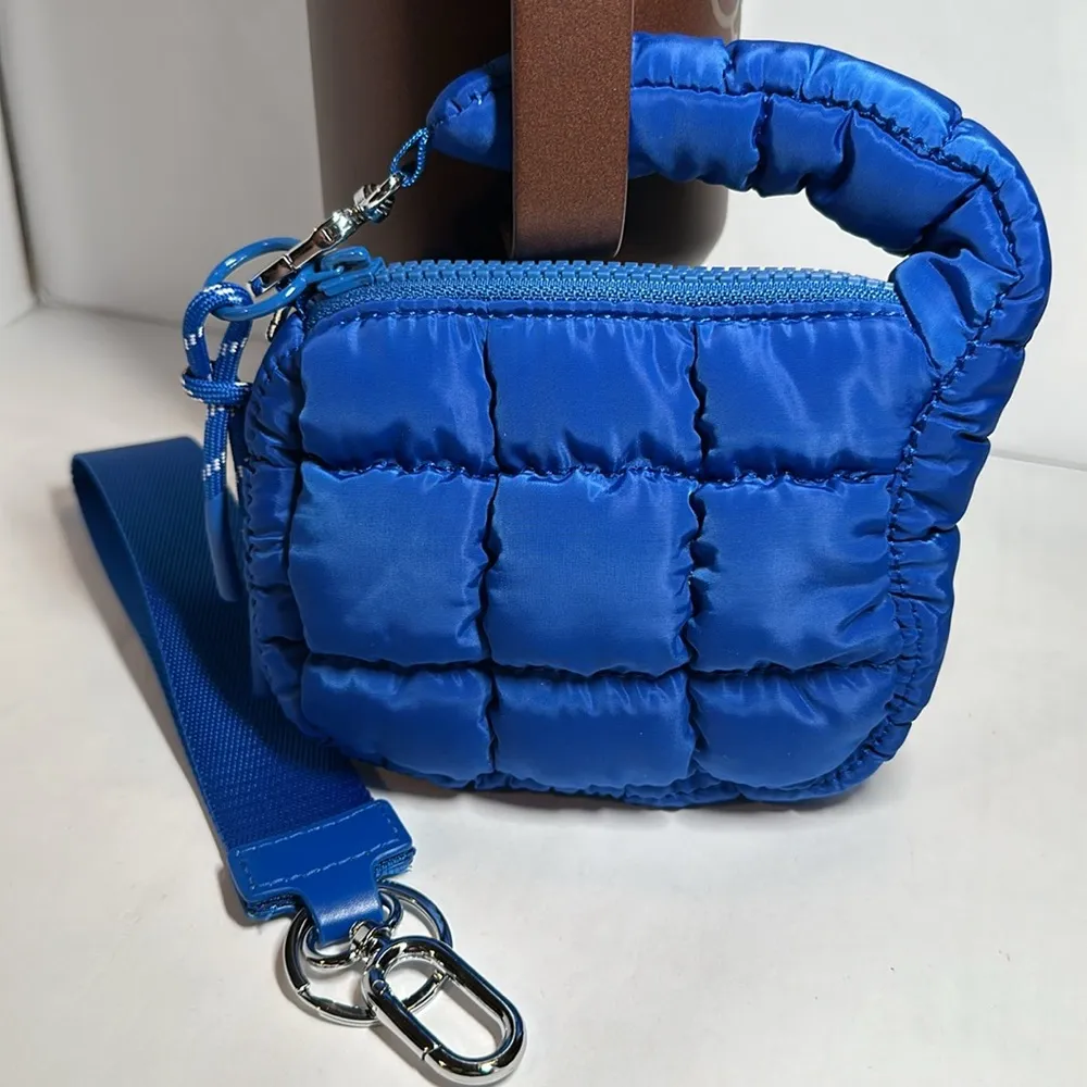 Quilted Puffer Detachable Wristlet #1017 Blue - Image 3