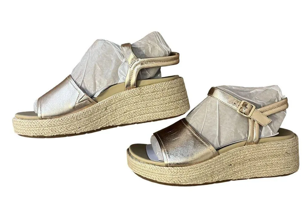 $150 NIB ABEO 8.5 Devyn Sandal Wedge Metatarsal Orthotic Neutral Solstice Buckle Gold - Image 4