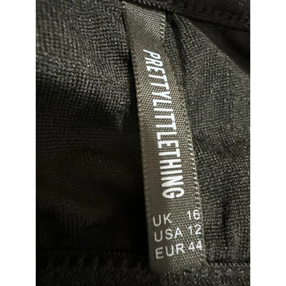 PrettyLittleThing Black Ruched Sleeveless Cut Out Cami Camisole Maxi Dress Sz 12 - Image 6