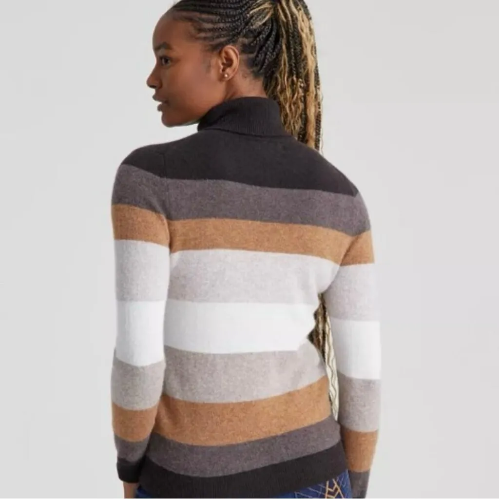 Charter Club Cashmere Striped Turtleneck Pullover Sweater Size Small - Image 2
