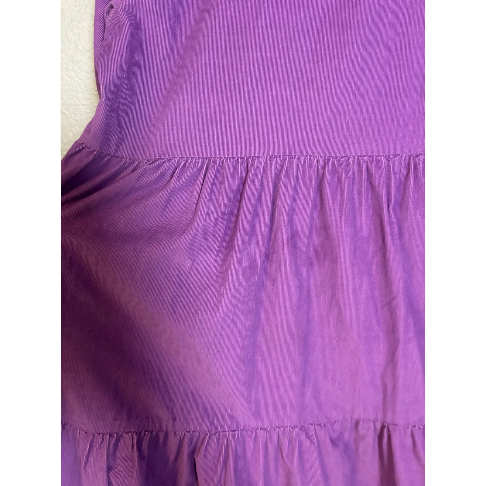Gorman Purple Corduroy Tiered Shirt Dress Midi Pockets Size 12 Organic Cotton - Image 9