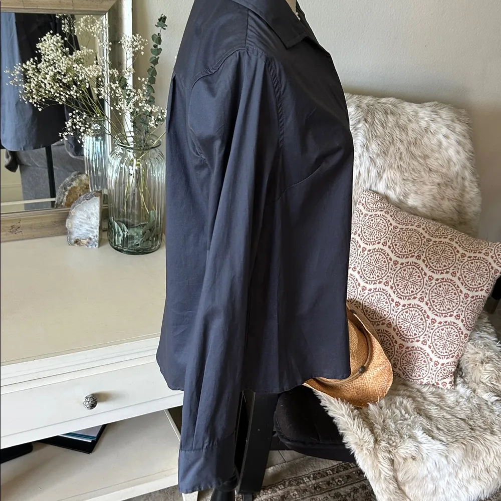 The limited Vtg gray cotton button down Y2K 90’s women shirt oversized medium​ - Image 5