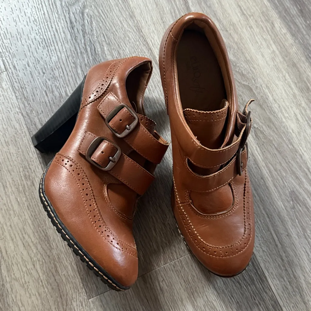 Eurosoft Elegant Brown Heeled Shoes Strap Size 9.5 - Image 3