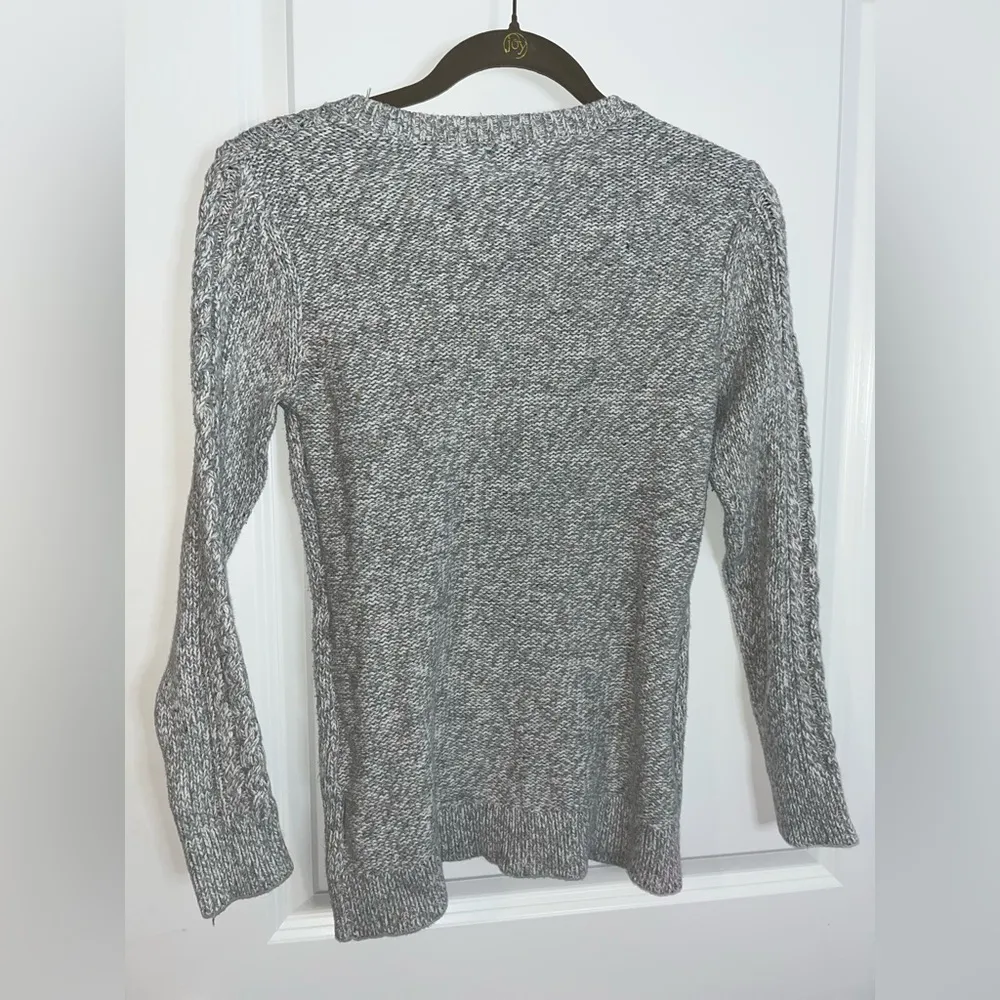 Old Navy VTG Cotton Acrylic Braided Knit Chunky Cable Crochet Scoop Neck Sweater - Image 6