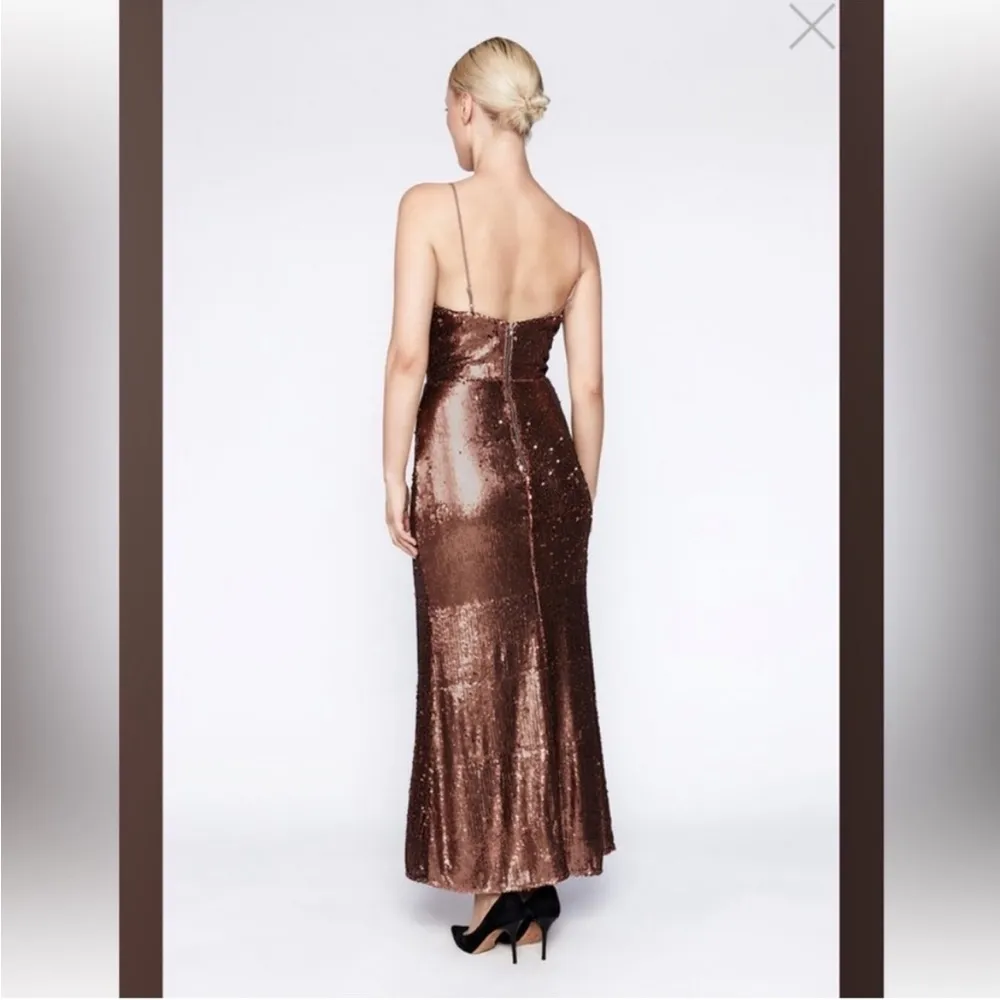 NWT Bardot Stasia Sequined Corset Dress in Bronze.  SZ 8 - Image 3