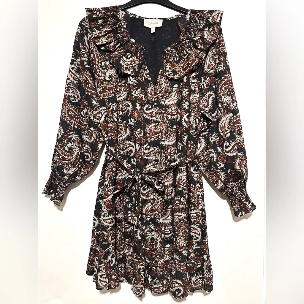 CLEOBELLA Carolyn Mini Belt Dress Organic Cotton Avalon Block Paisley Small - Image 7