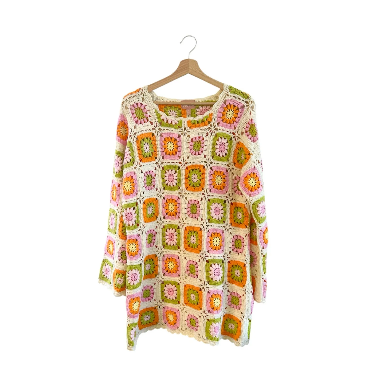 Show Me Your Mumu Mamacita Coverup in Tutti Fruit Crochet Granny Square Floral S - Image 4