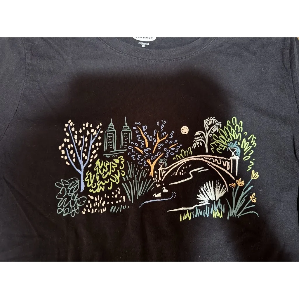 Old Navy Everywear Women’s Black Short Sleeve Graphic T-shirt Size XXL Casual - Image 6