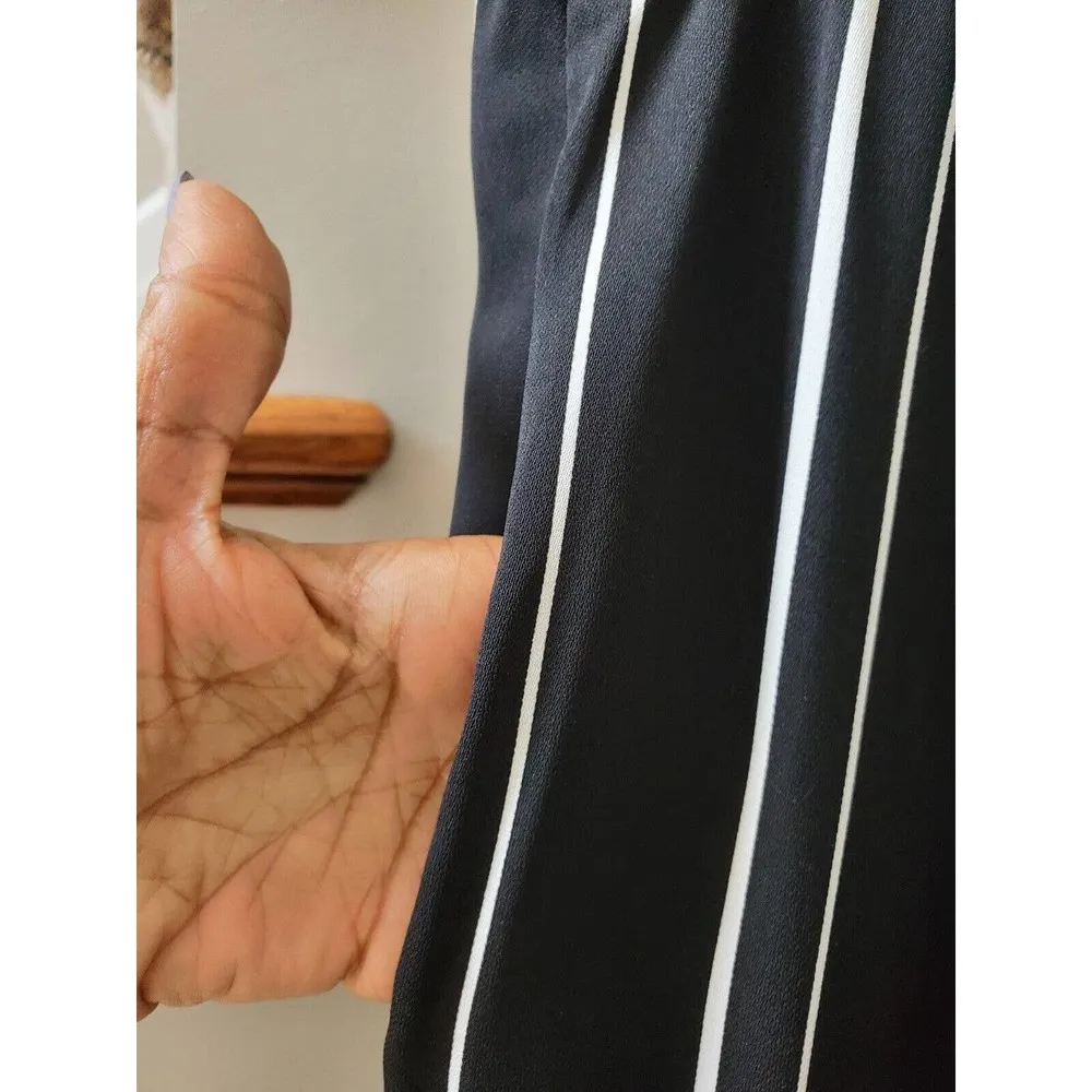 Coco Bianco Womens Black White Striped 100% Polyester Back Zipper Pants Small - Image 8