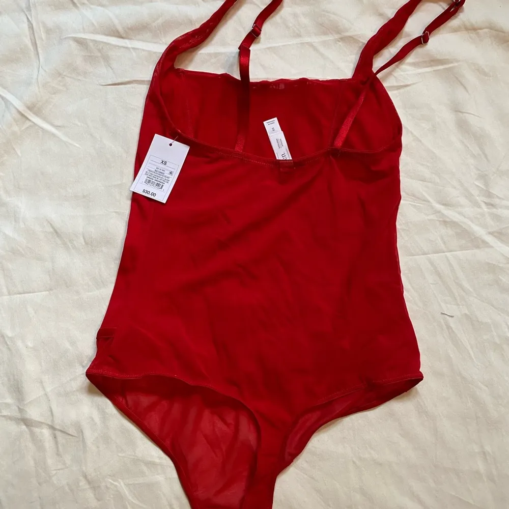 Auden Red Bejeweled Bodysuit with Diamond Studded Corset Bodice Size XS - Image 3