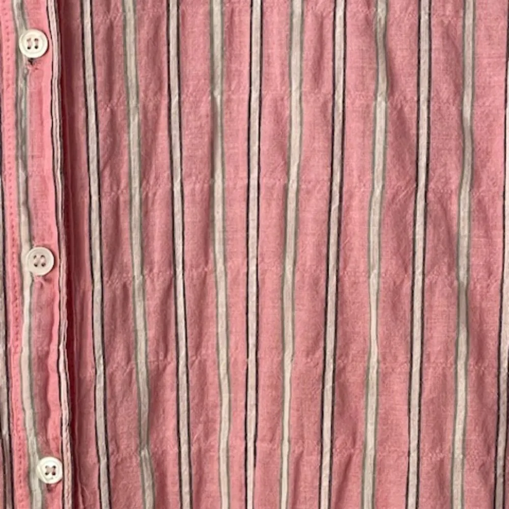 Xirena Scout Gauze Cotton Long Sleeve Button Down Pink/Grey Stripe XS Pink - Image 2