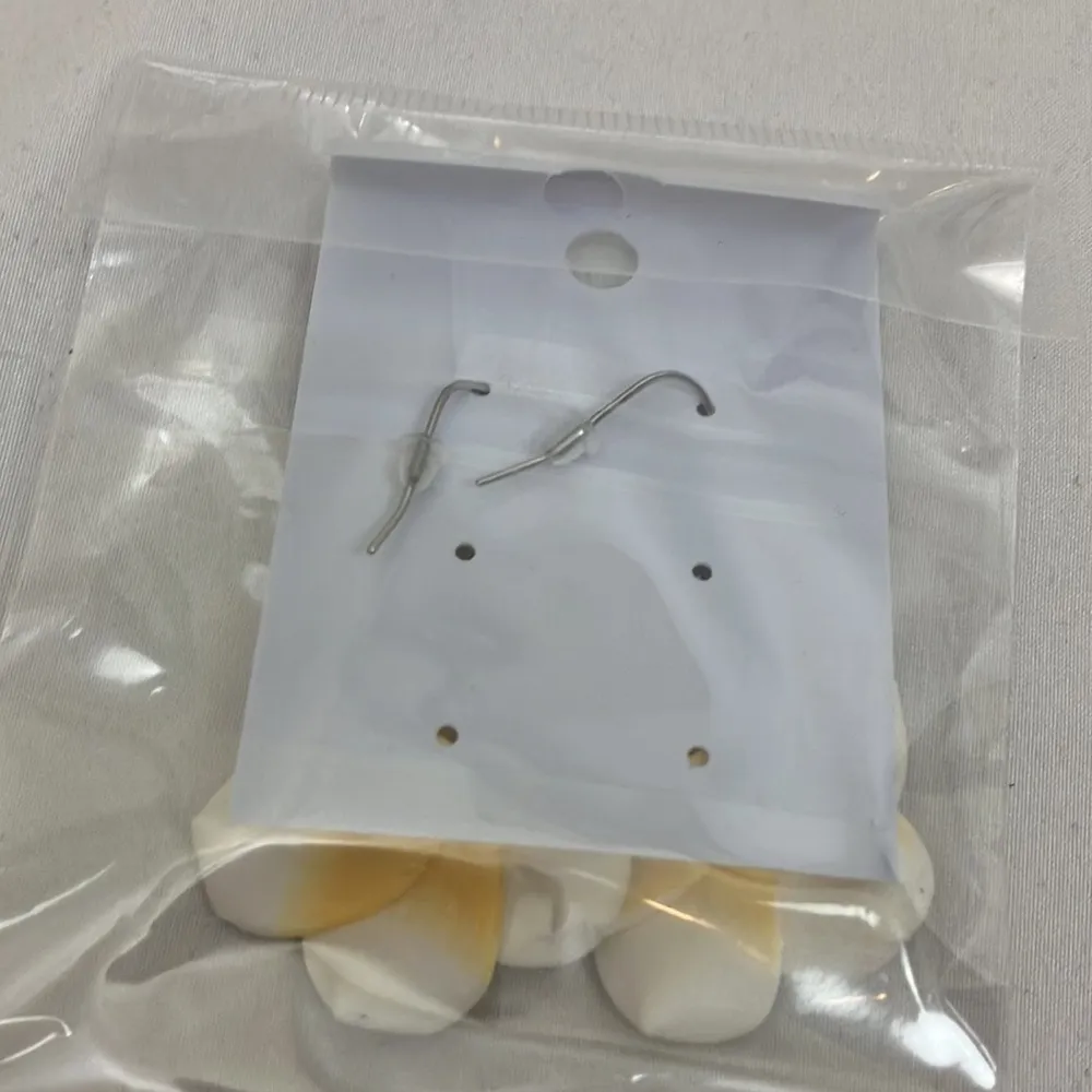 Floral White and Yellow hook Earrings - Image 2