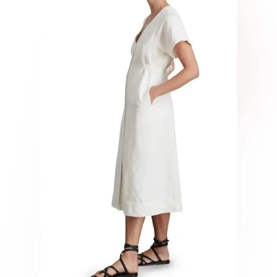 Alex Mill Madeline Shirtdress Linen Blend Button Front Midi Dress White M Size M - Image 2