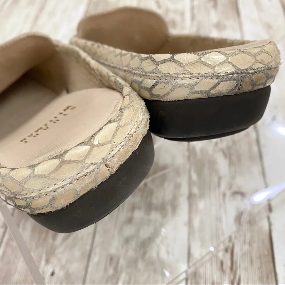 Stuart Weitzman CIA Beige Snakeskin Mules Loafers - Image 9