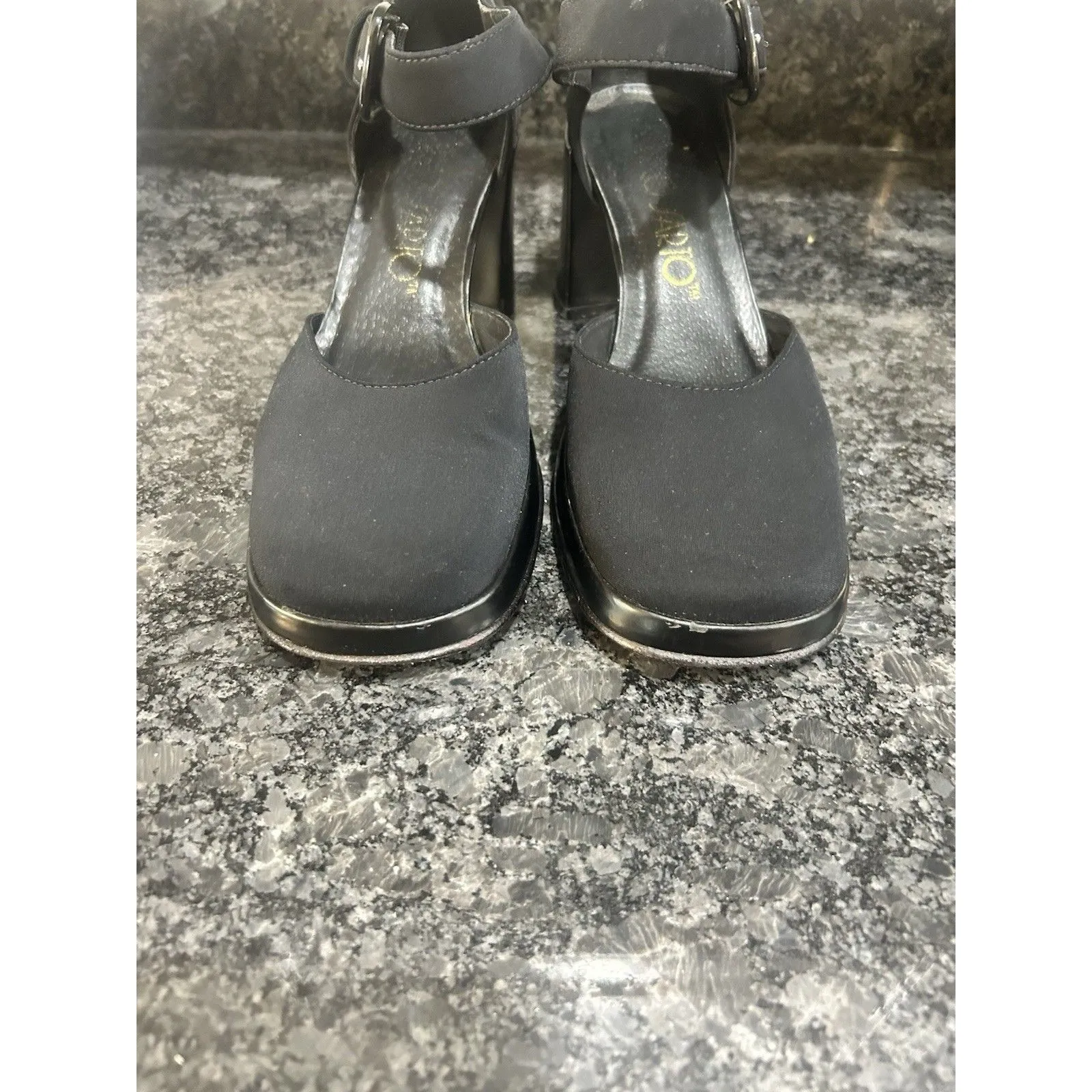 Vintage Franco Sarto Mary Jane Platform Chunky Heels Shoes Black Size 6.5 Goth - Image 2