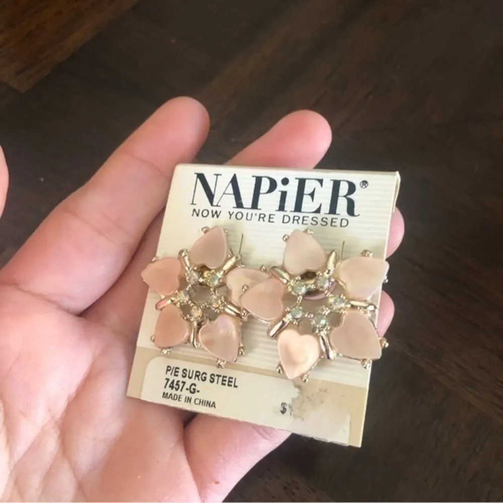 Vintage Napier Flower Design Surgical Steel Pierced Earrings - Image 2