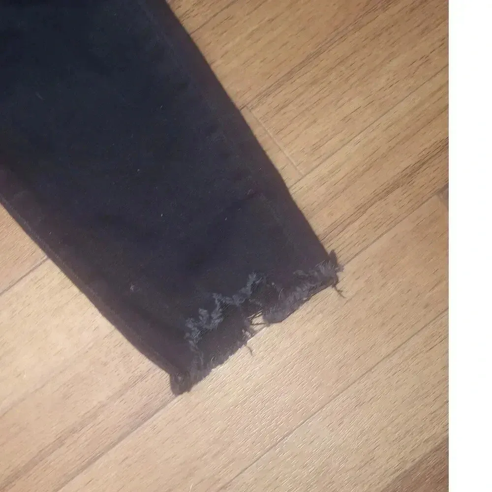 Black Kancan Skinny Jeans Distressed Hem Button Fly Size 9 - Image 3