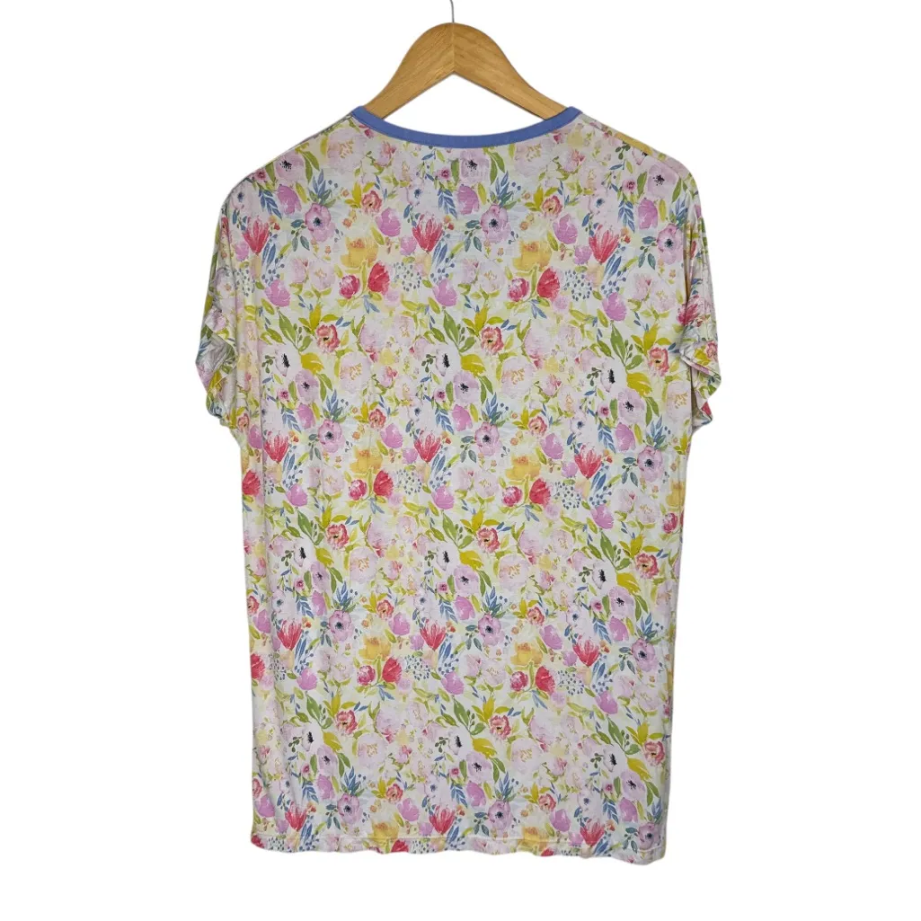 Little Sleepies Womens Bamboo Pajama Top Sz Medium Watercolor Blooms Purple - Image 4