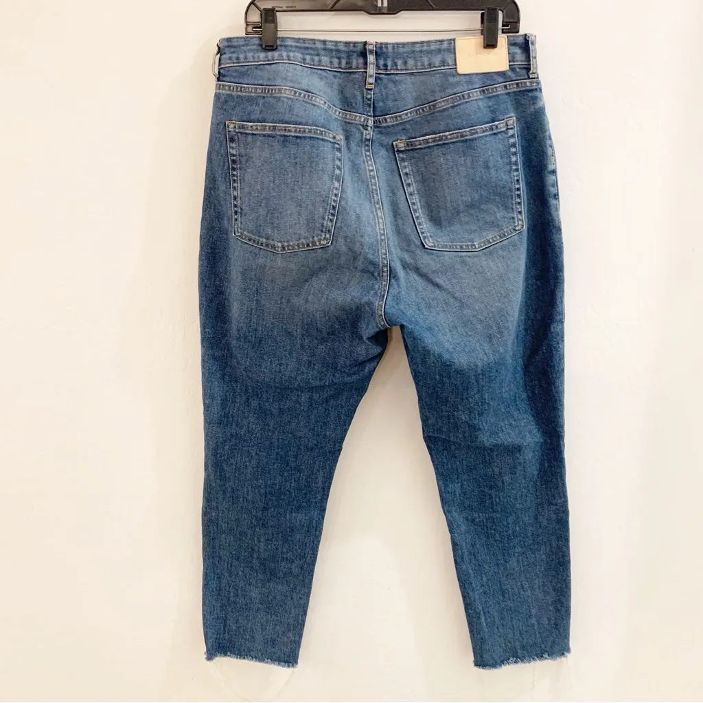 Everlane The Curvy Cheeky High Waist Straight Leg Frayed Hem Jeans Size 32 - Image 8