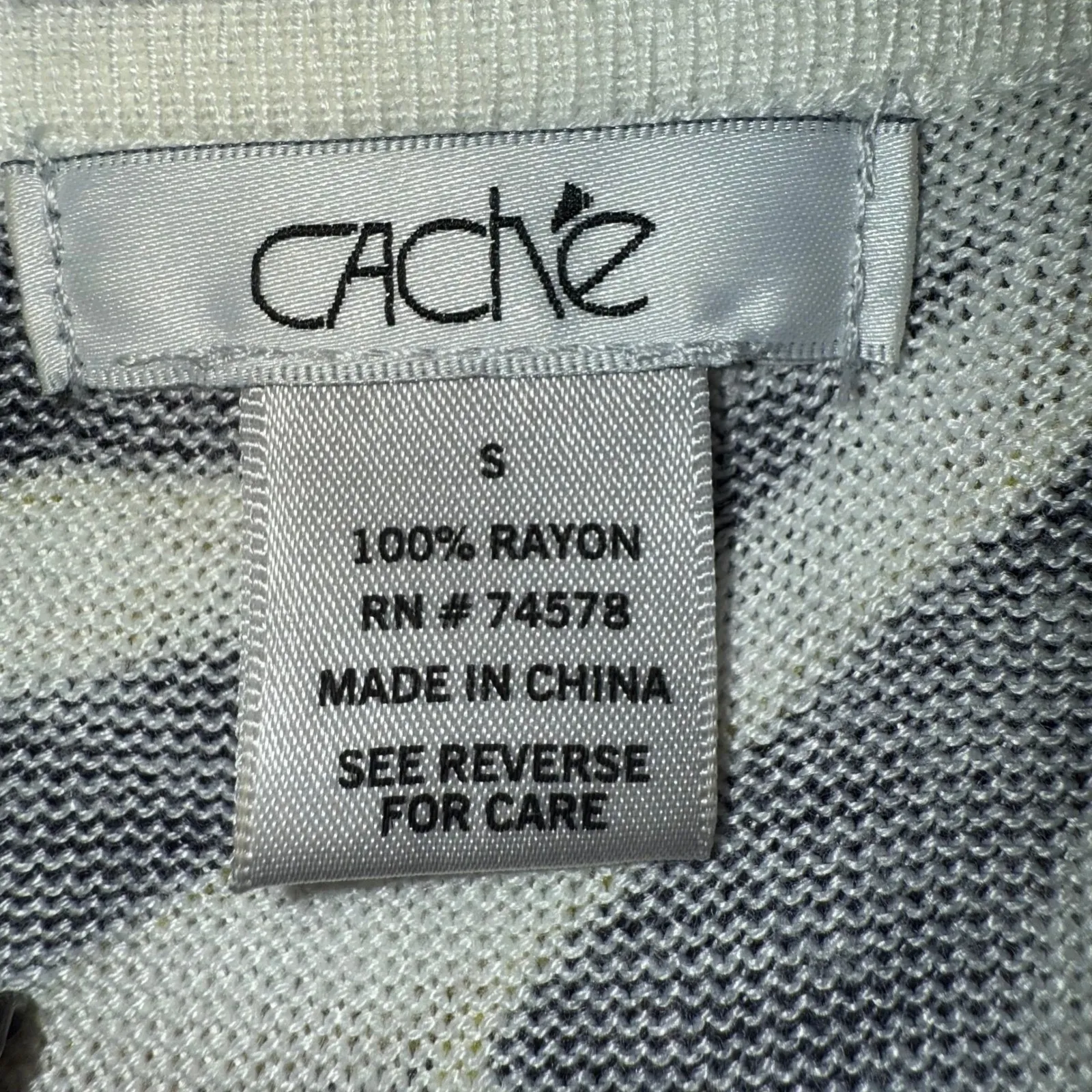 CACHE Zebra Print W/Gold Knit Short Flutter Sleeve Lightweight Sweater EUC Small Black - Image 7