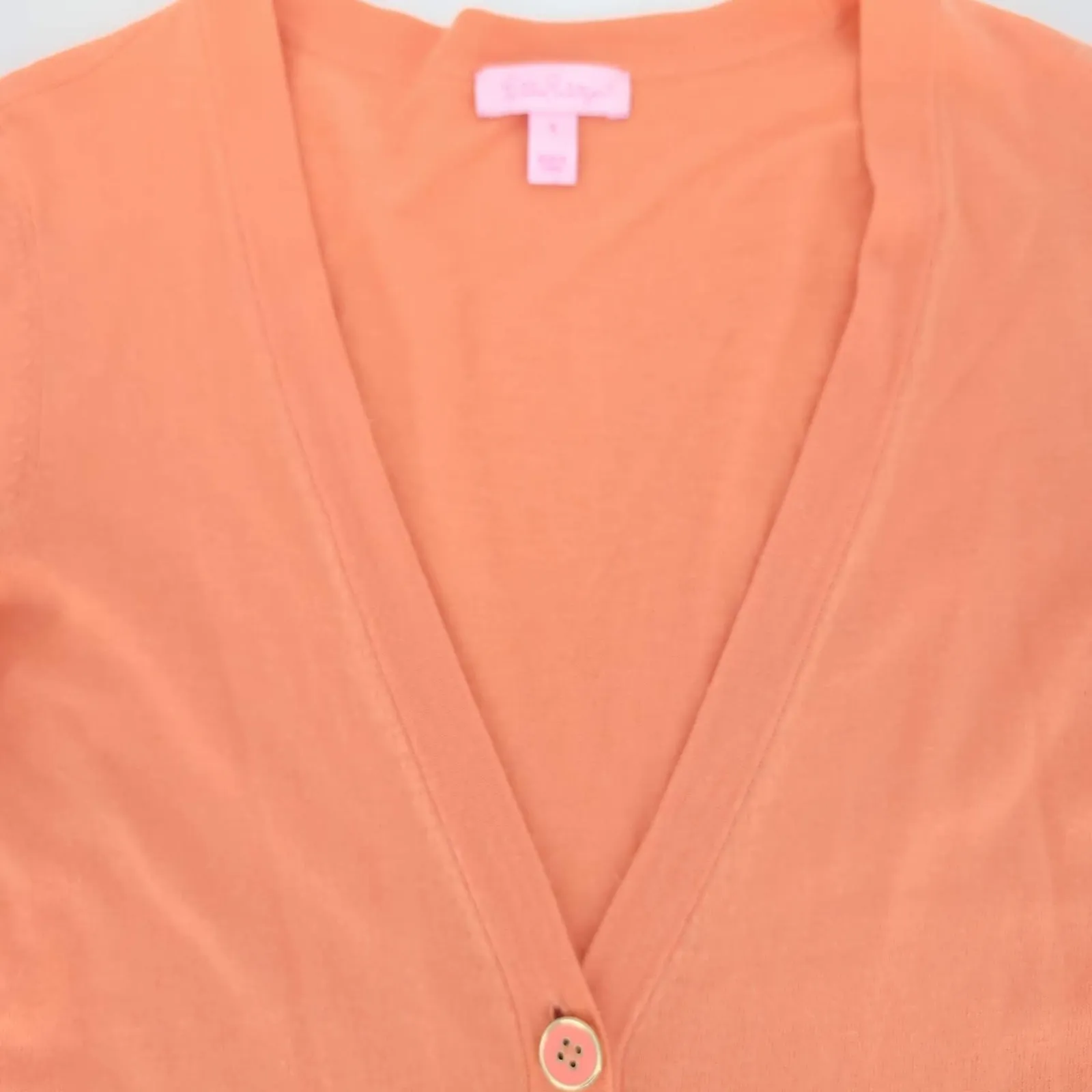 Lilly Pulitzer Soft Coral / Salmon Orange Button Up Size S Cardigan Sweater -GUC - Image 5