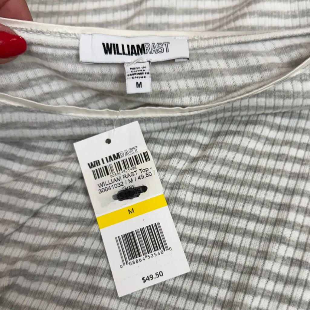 William Rast Noa Striped Knit Top with Drawstring Side – Size M, NWT Soft Casual - Image 2