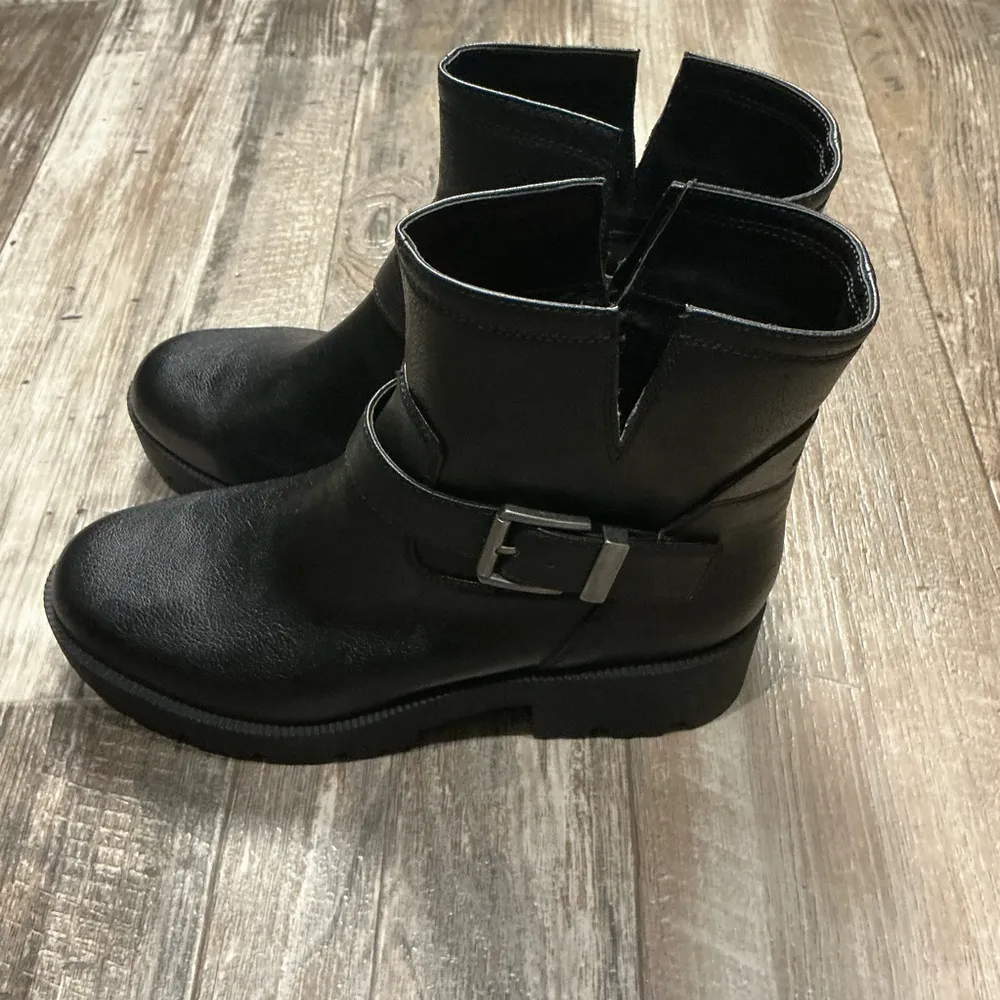 Black Leather Ankle Boots Size 10 - Image 4