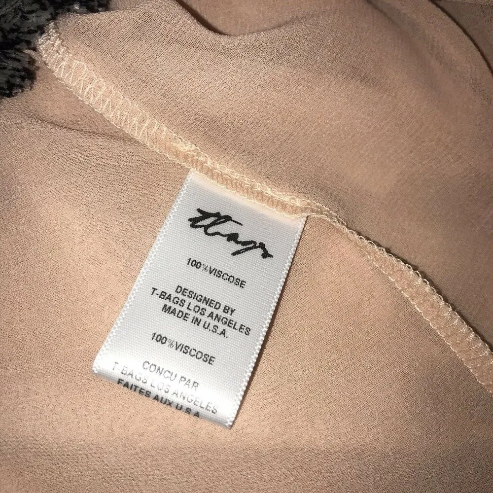 T Bags Los Angeles Womens Swing Tank Top Size M Dusty Rose Sheer Boho Fringe Hem - Image 6