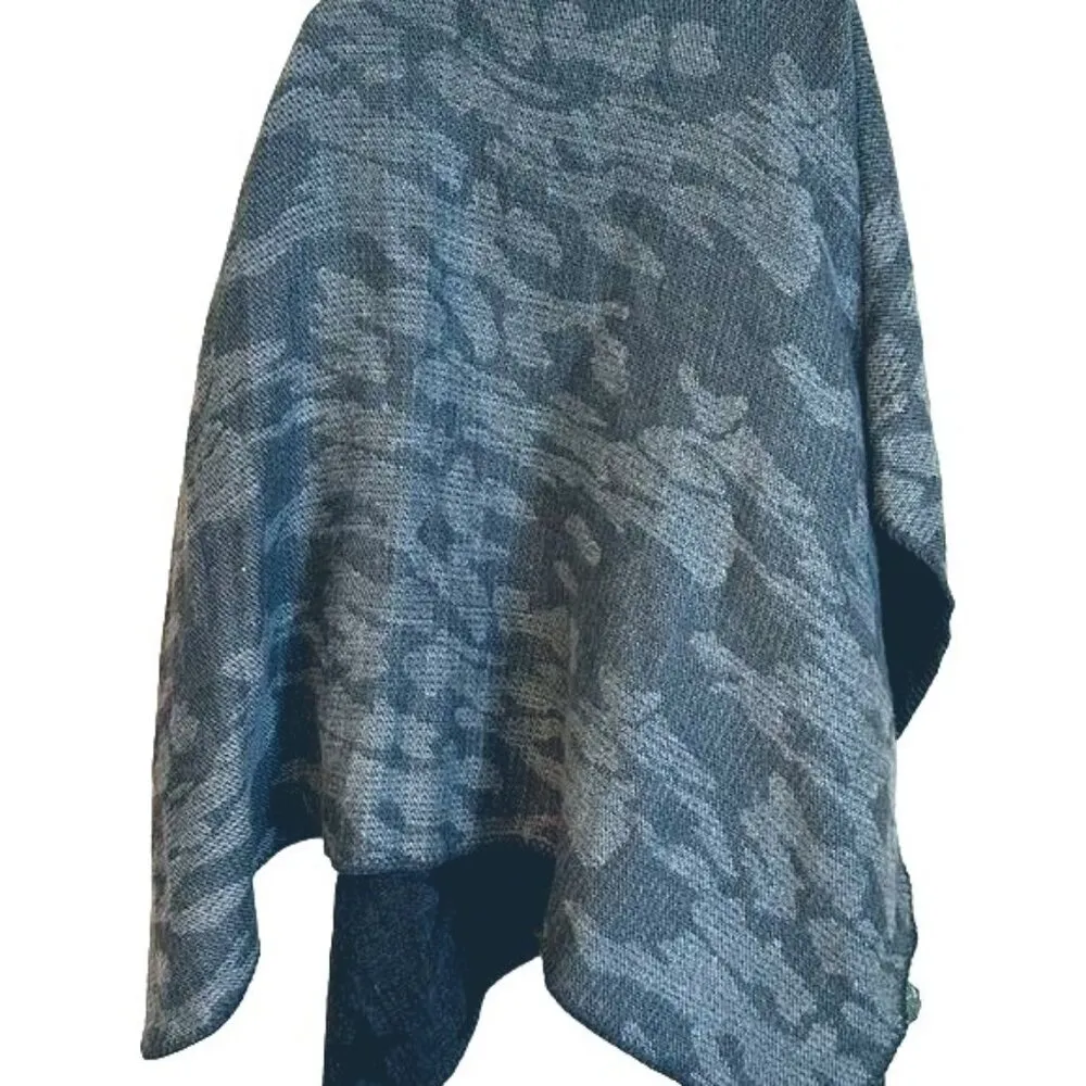 Woolrich Reversible Blanket Wrap Two Tone Gray Poncho Shawl OSFA - Image 2