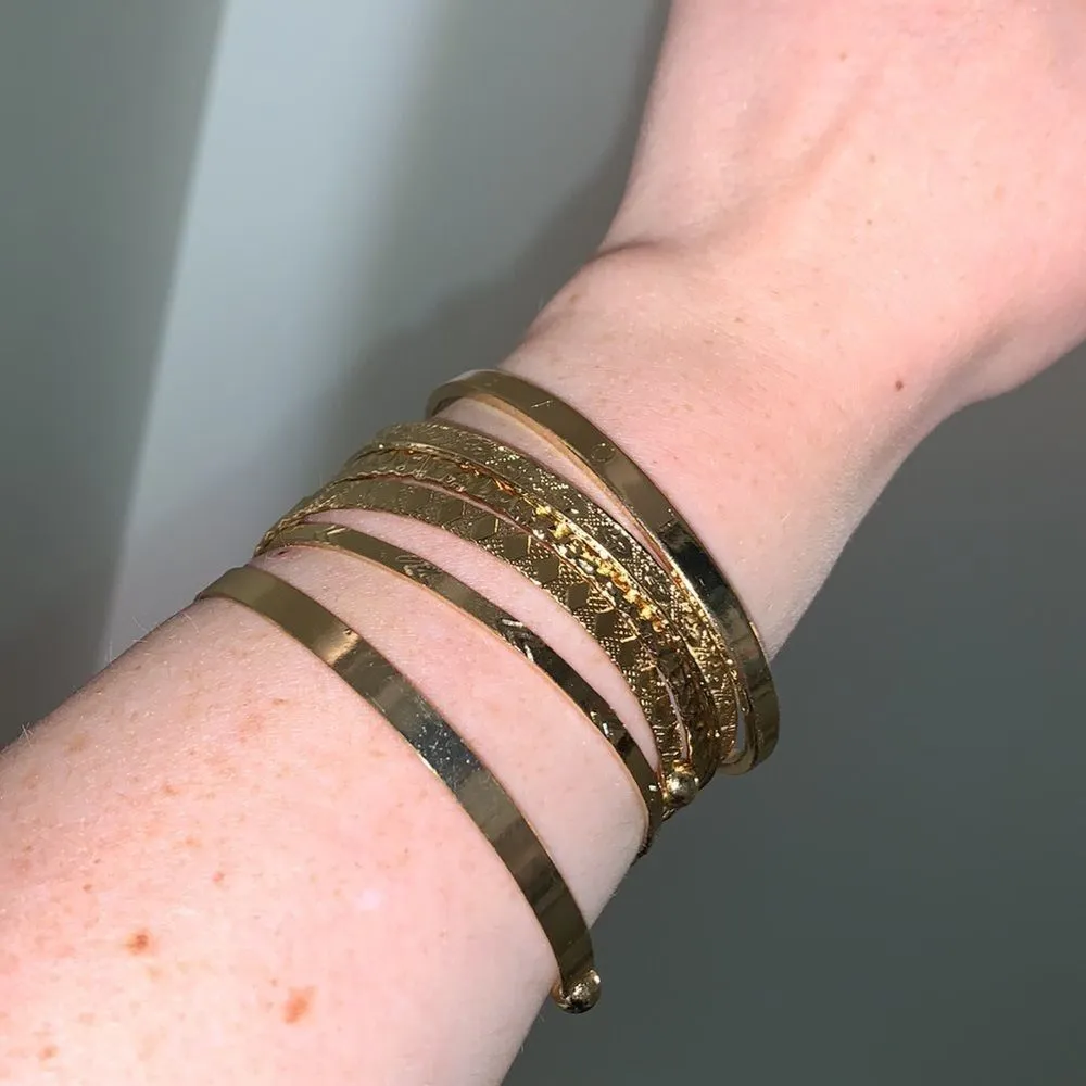 14k Gold tone 6 piece gold cuff set ✨ - Image 4