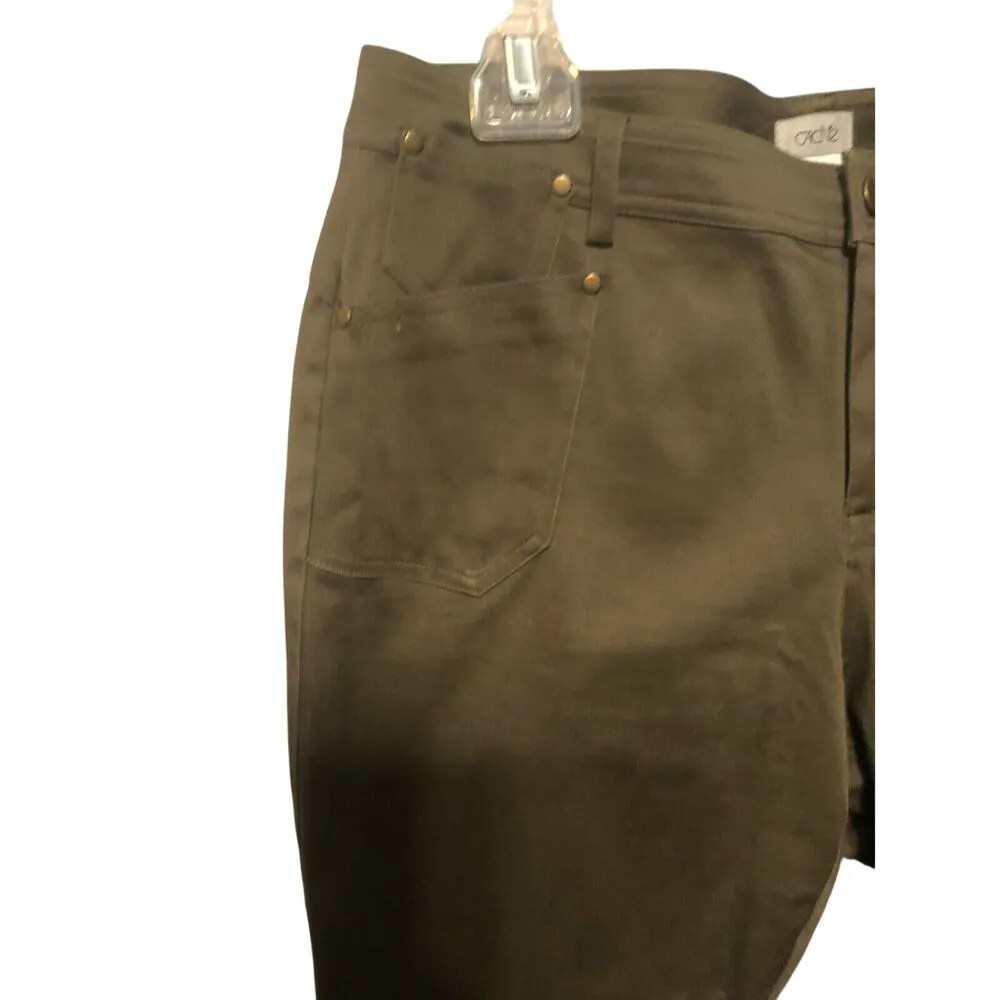 Cache Stretch Crop Pant Stretch Olive Green 5" Ankle Zipper 8/10/12 - Image 5
