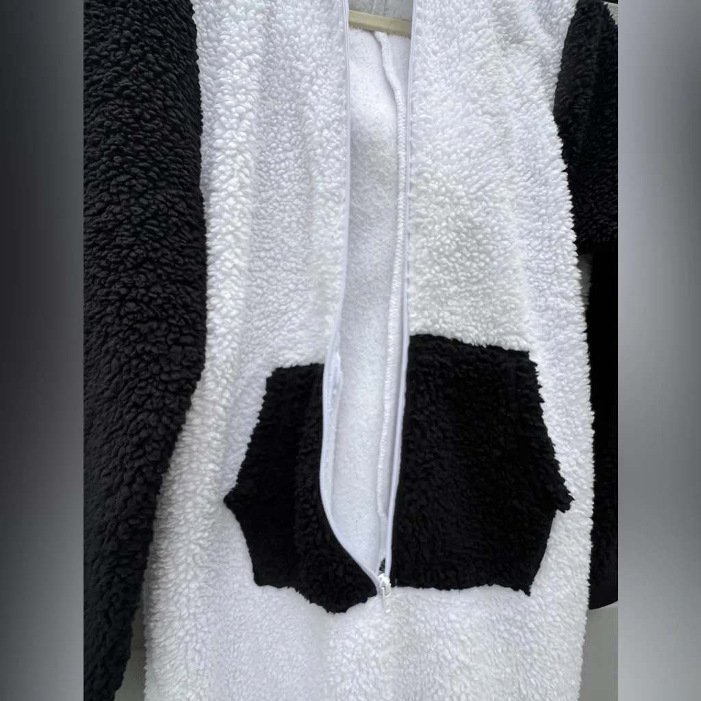 SO Intimates Size XL‎  White Faux Fur Hooded Panda  Bear One Piece Front Zipper - Image 7