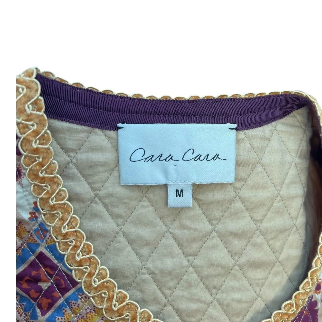 Cara Cara Marissa Quilted Jacket Retro Floral Turtledove Print Size Medium‎ Purple - Image 11