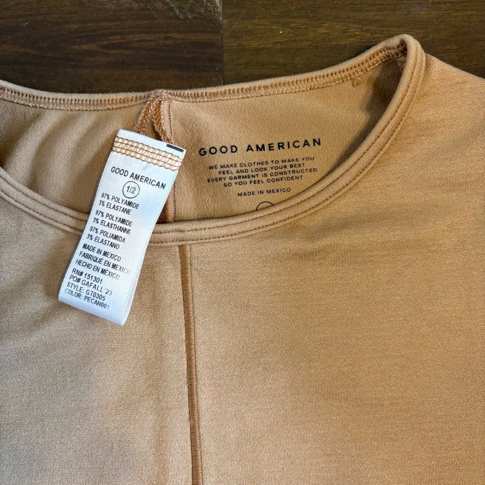 Good American So Soft Sculpted Tee T-Shirt Stretch Pecan 1 2 Small Medium - Image 7