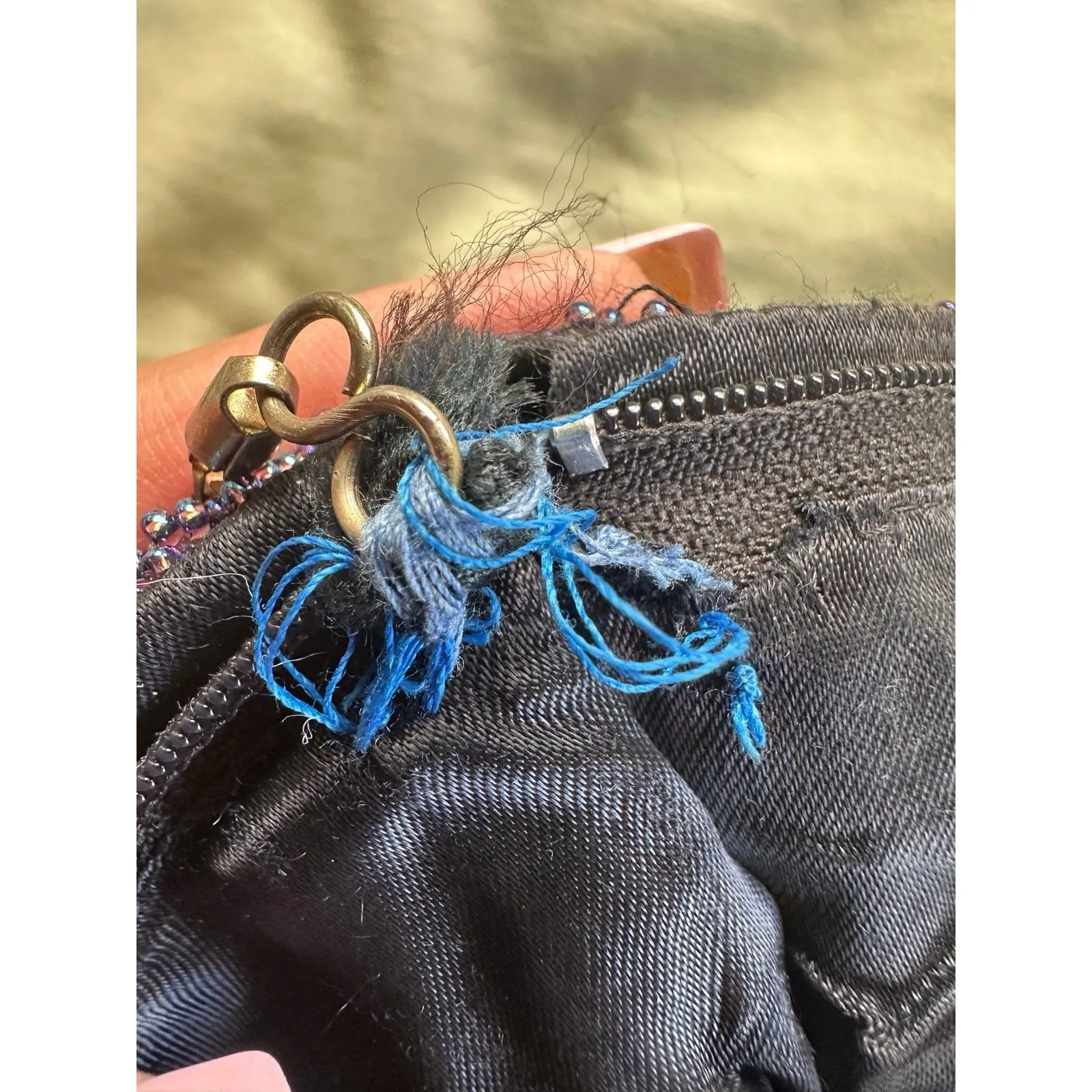 Vintage La Regal Ltd. Iridescent Beaded Chain Strap Zipper Evening Bag Purse - Image 8