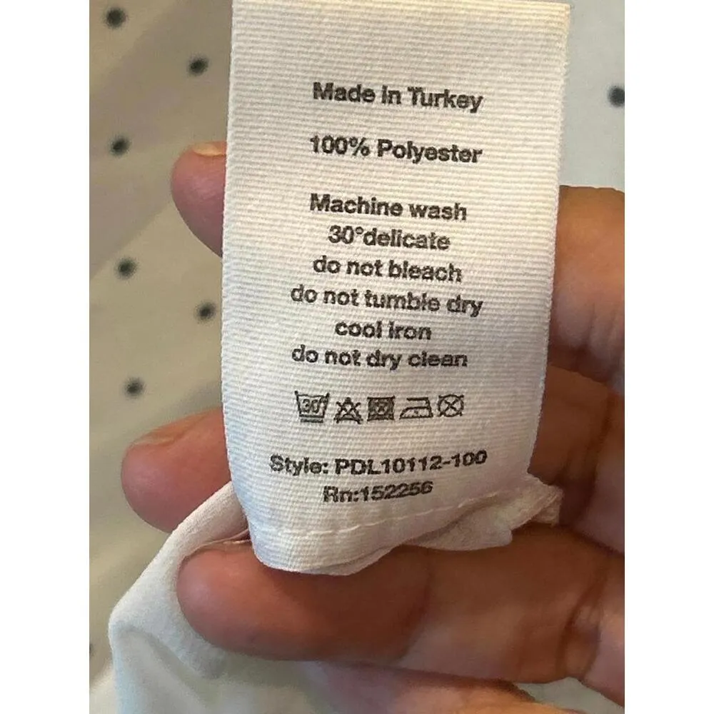 NWT Avec Les Filles Blouse Small White Black Polka Dot Keyhole Cascading Ruffles - Image 5