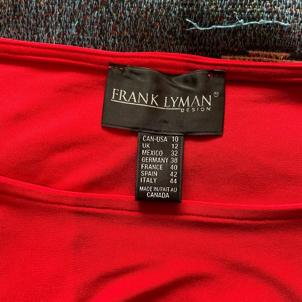 Frank Lyman Design Red Boxy 3/4 Sleeve Blouse SZ 10 Designer Top Flowy Luxury - Image 11